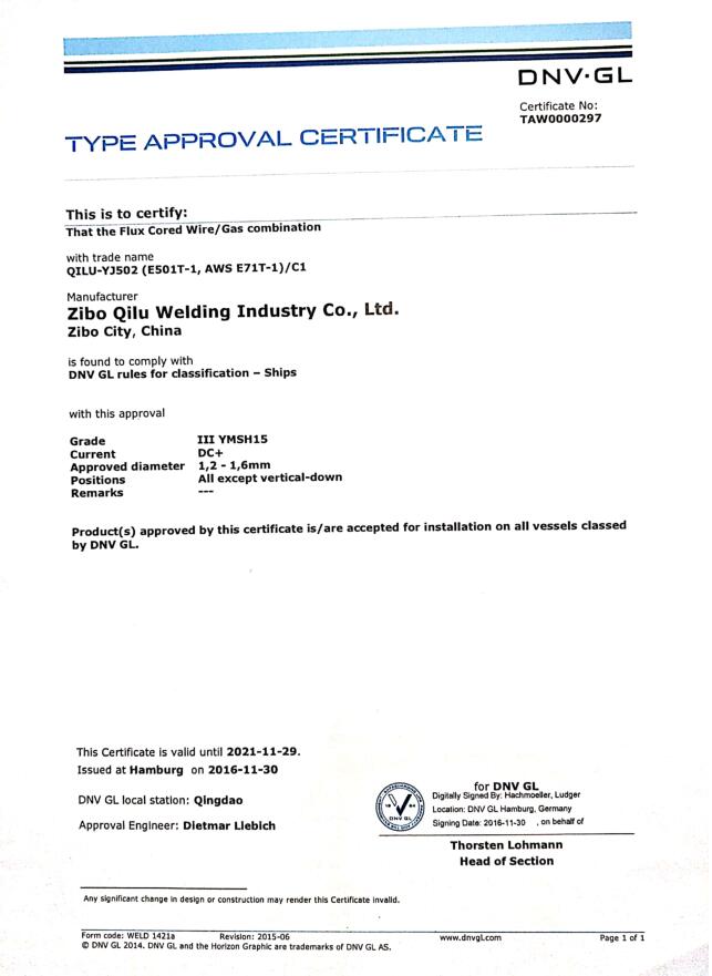 GL.DNV. E71T-1 