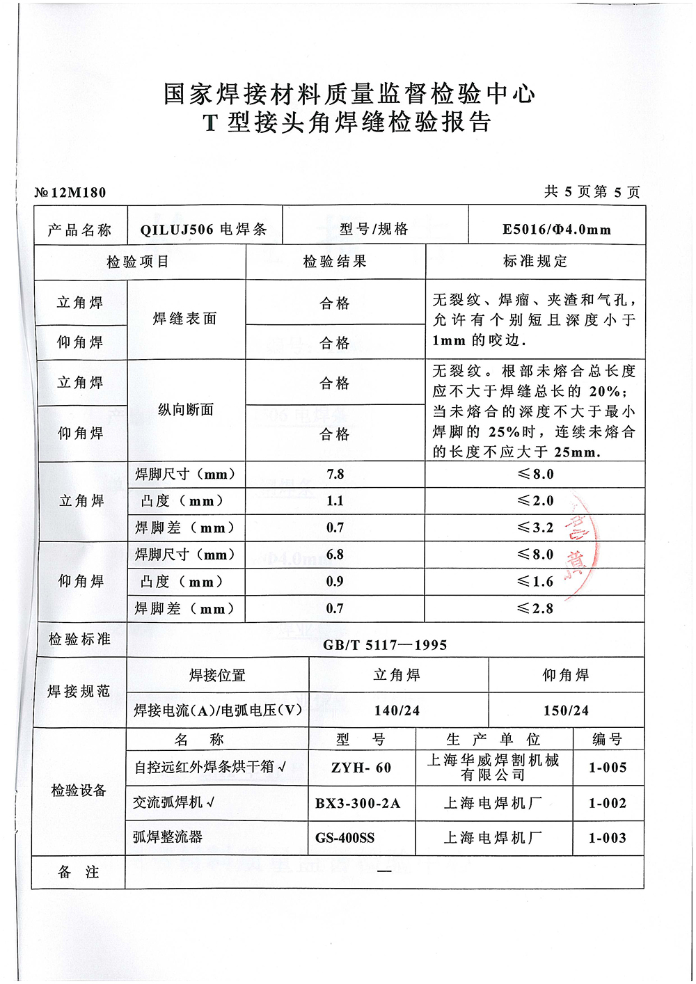 QILUJ566 Welding Rod Inspection Report Page 5